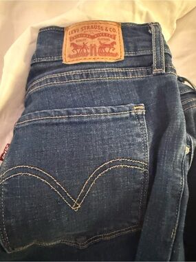 Levi's Dark Blue Denim Jeans with Tan Leather Patch